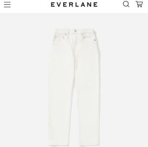 Everlane 98% Cotton Straight-Legged White Jeans